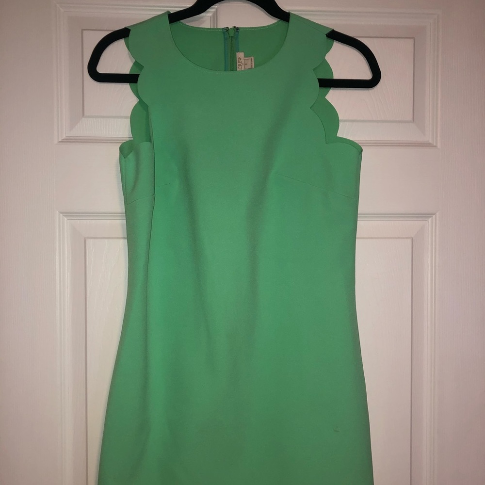 Jcrew scalloped lime dress
